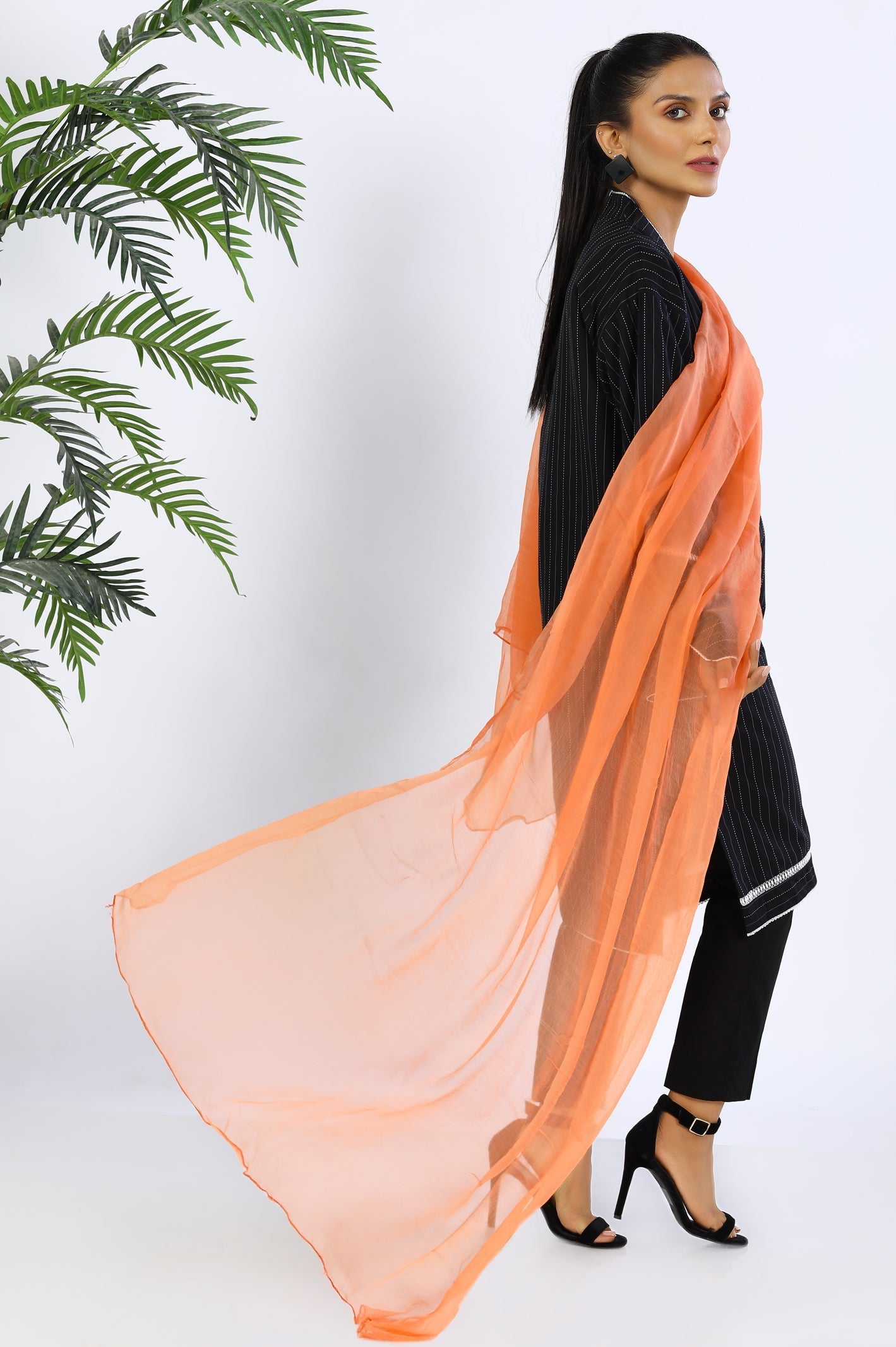 Orange Chiffon Dupatta for Women