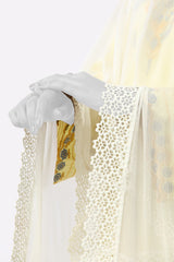 Women Crinkle Chiffon White Lace Dupatta