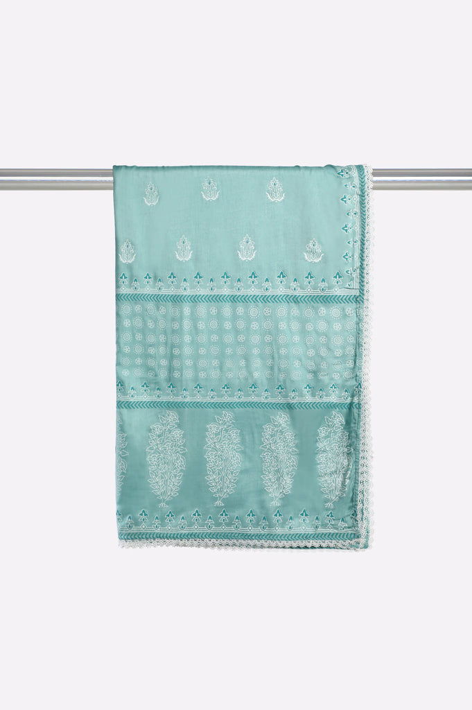 Sea Green Printed Dupatta