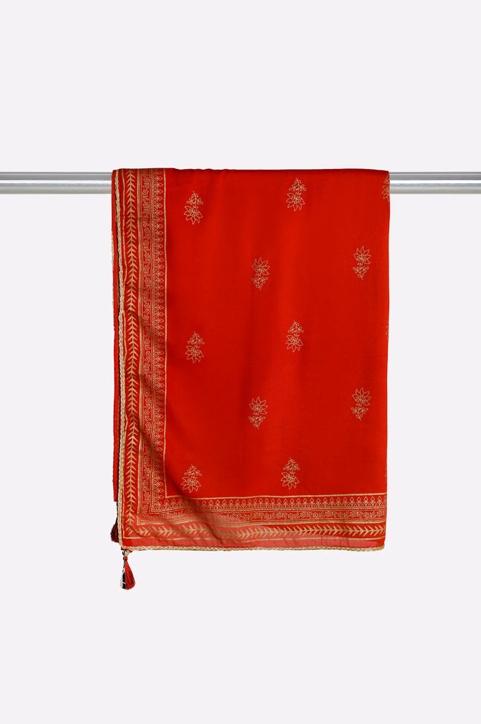 Red Printed Dupatta