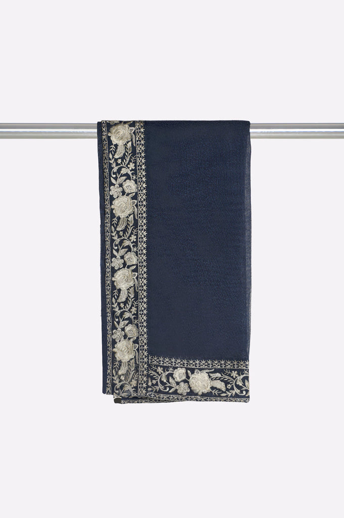 Dark Blue Embroidered Dupatta