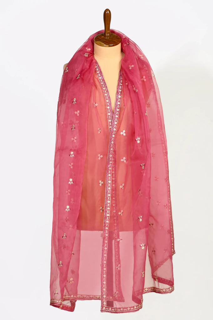 Dark Pink Embroidered Dupatta