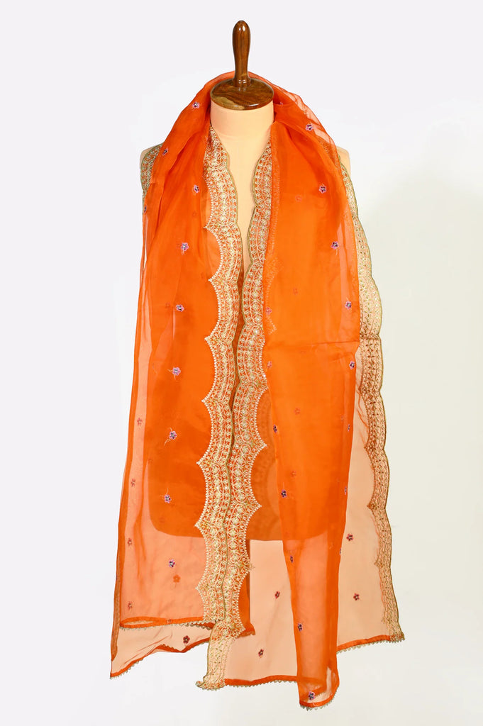 Rust Embroidered Dupatta