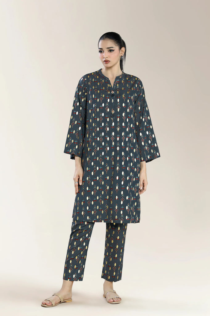 Printed Lawn-Charcoal 2PC
