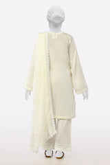 Off White Embroidered Kurti With Dupatta From Sohaye By Diners