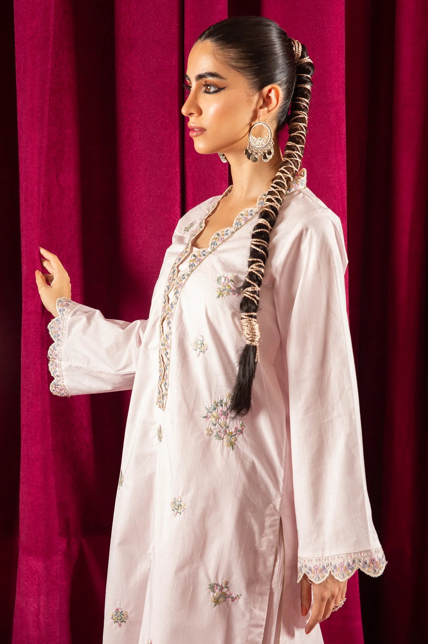 2PC Light Pink Embroidered Suit - Diners