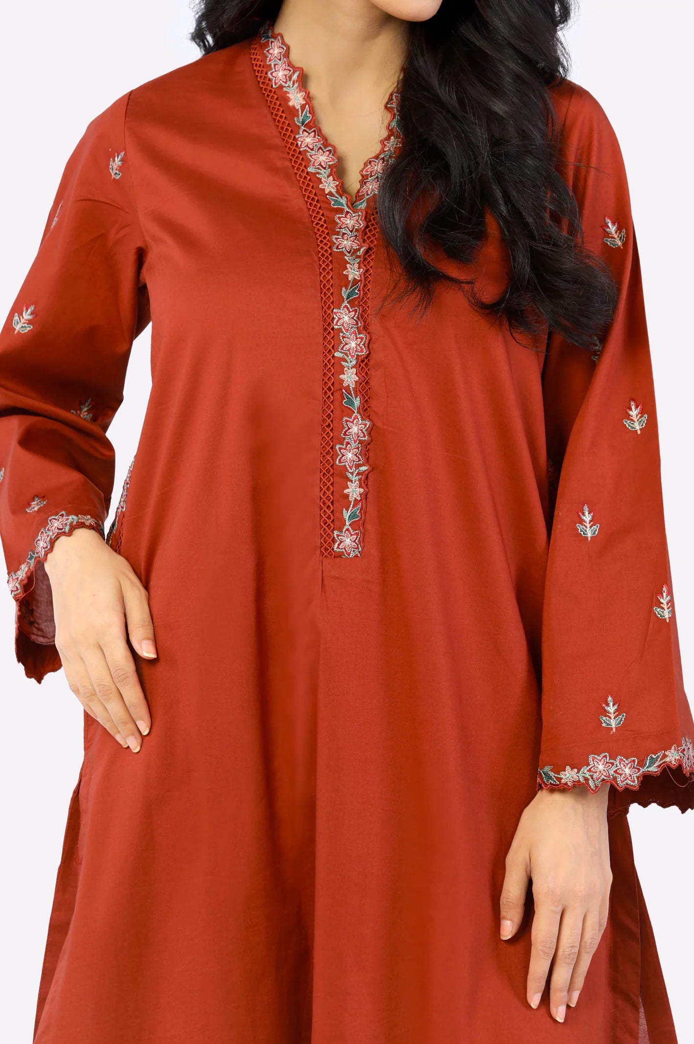 Rust Embroidered 2PC From Sohaye By Diners