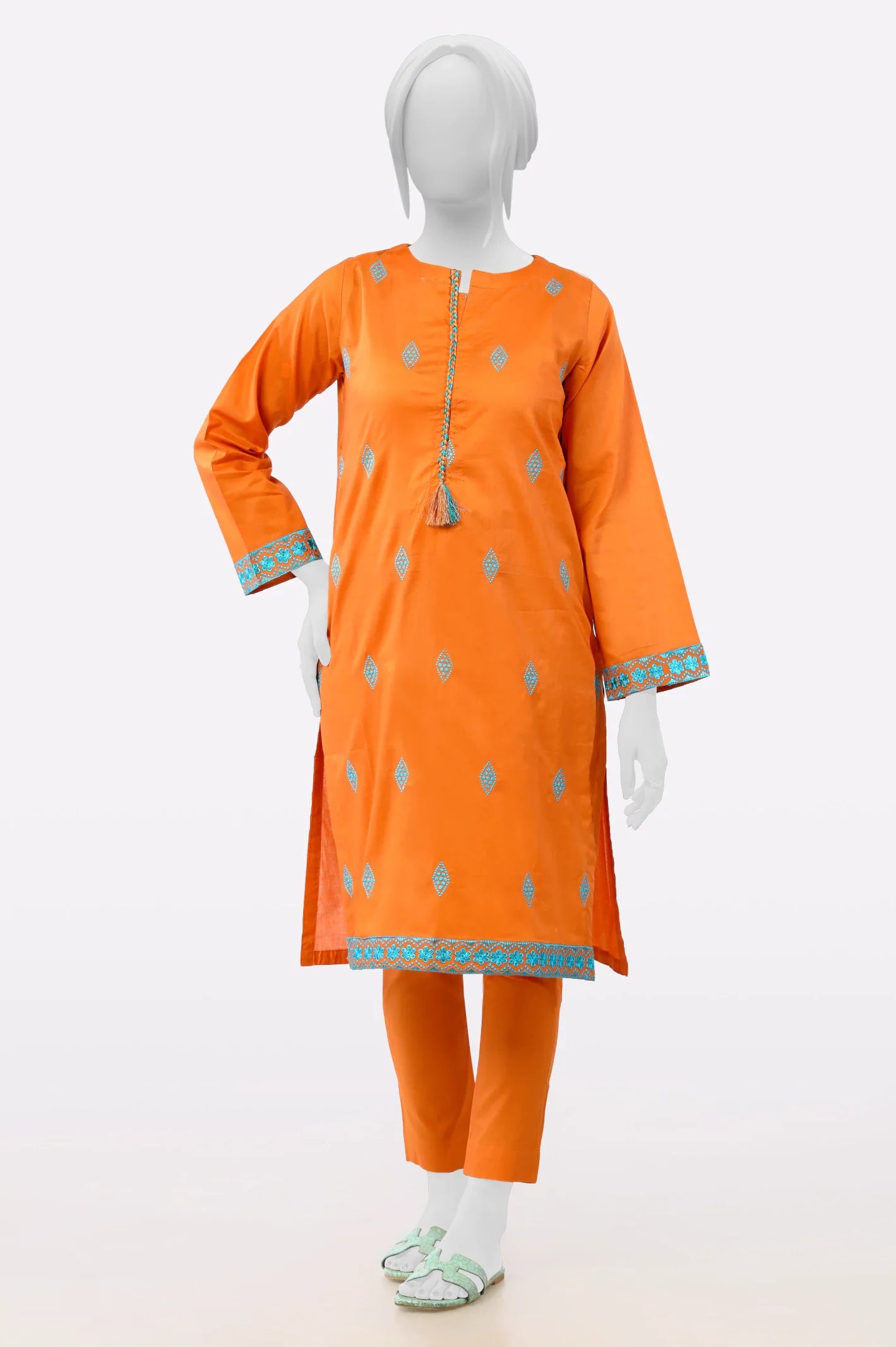 Orange Embroidered 2PC From Sohaye By Diners