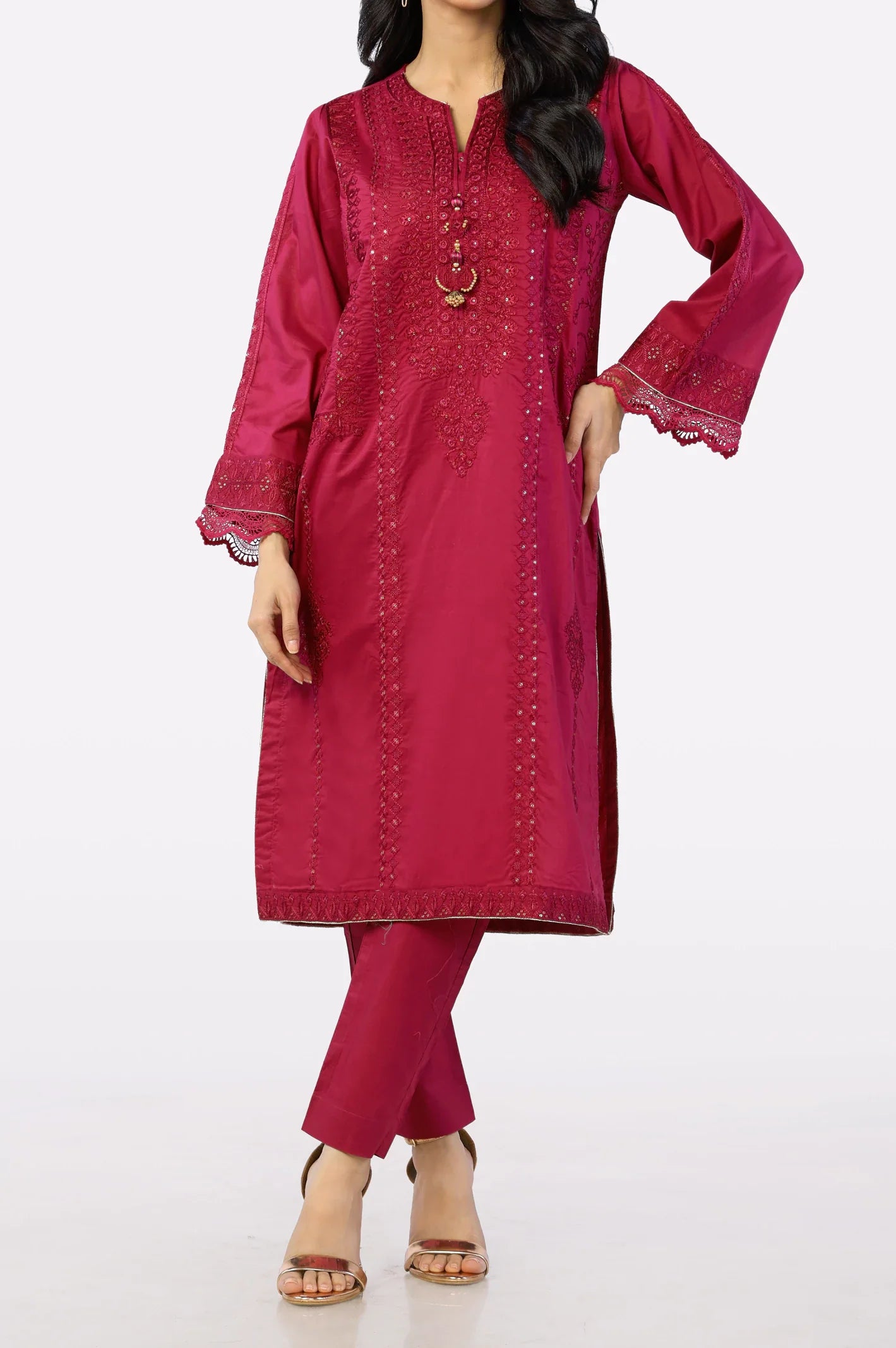 Maroon Embroidered 2PC From Sohaye By Diners