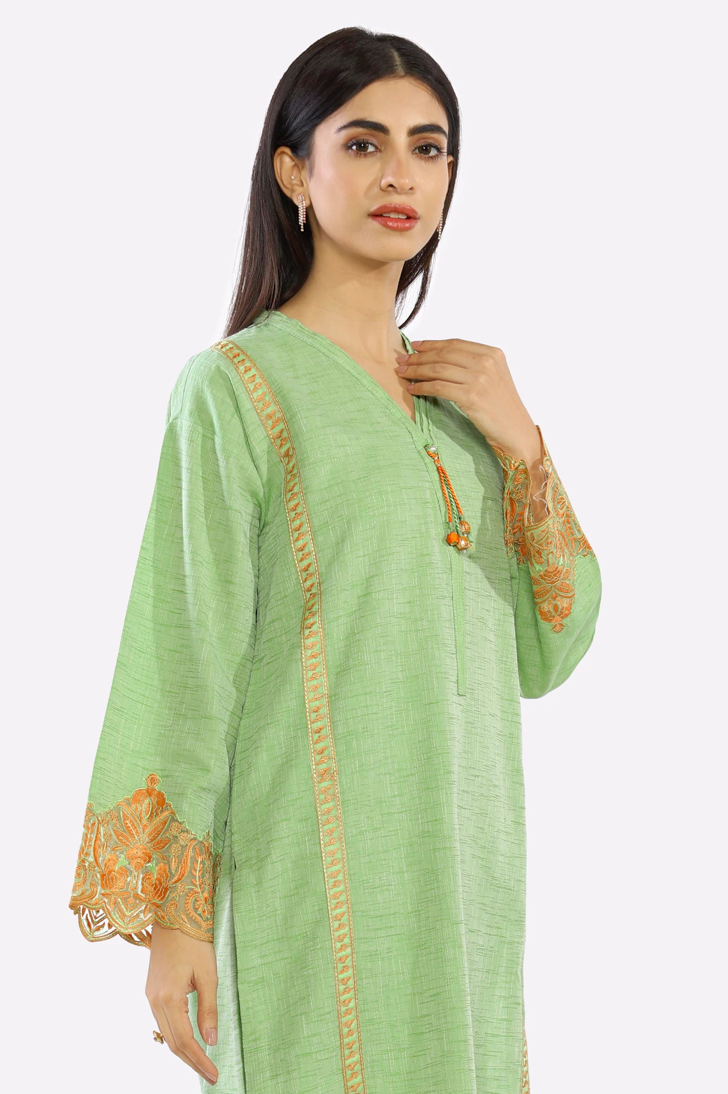 2PC Ready To Wear Embroidered Green Suit
