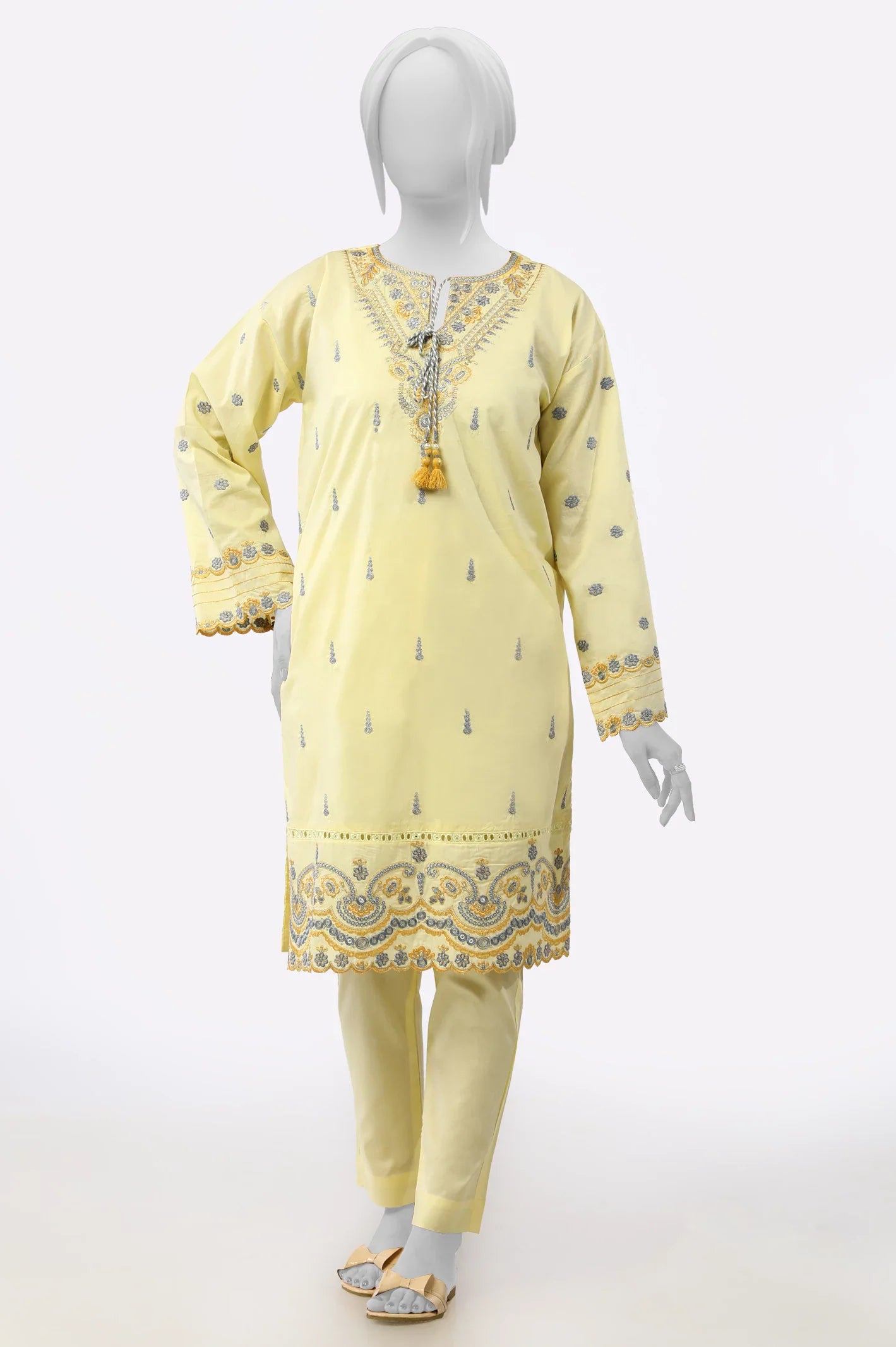 Yellow Embroidered 2PC From Sohaye By Diners