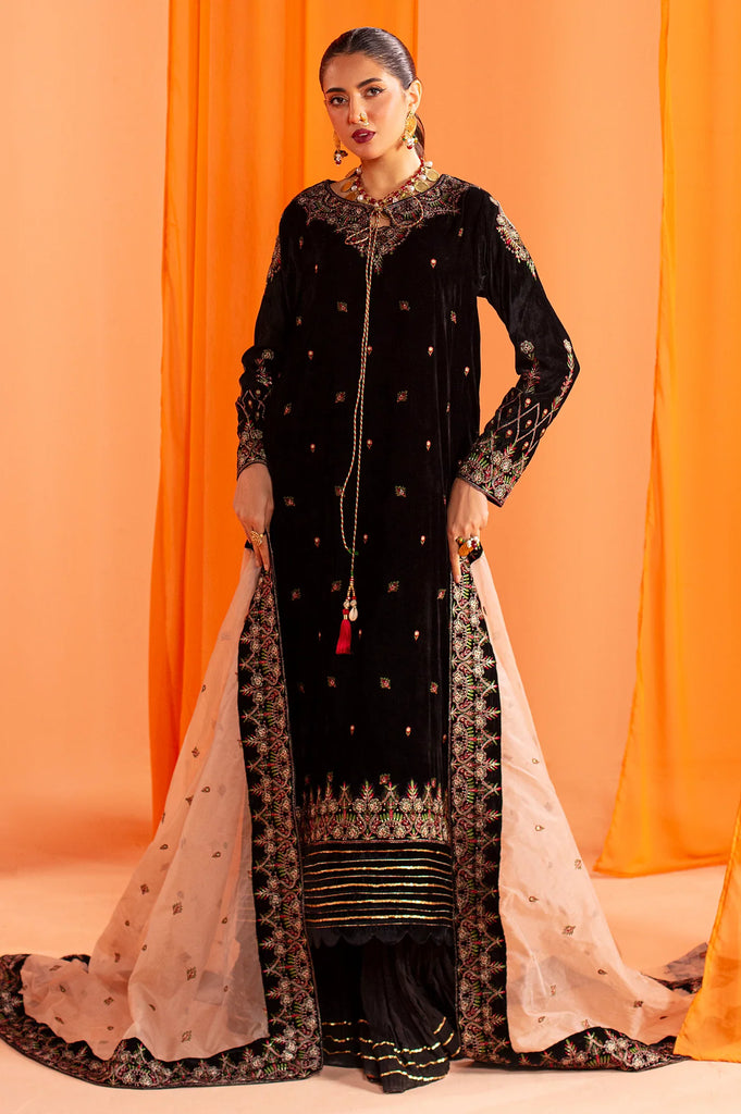Black Ready To Wear Embroidered Shirt and Dupatta