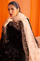 Black Ready To Wear Embroidered Shirt and Dupatta