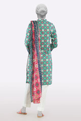 Green Printed Kurti With Dupatta