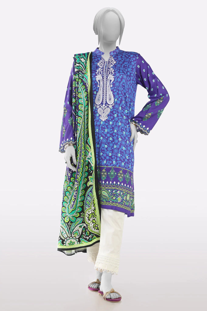 Purple Printed Embroidered Kurti With Dupatta