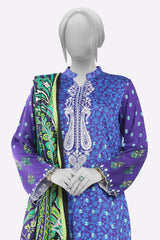 Purple Printed Embroidered Kurti With Dupatta