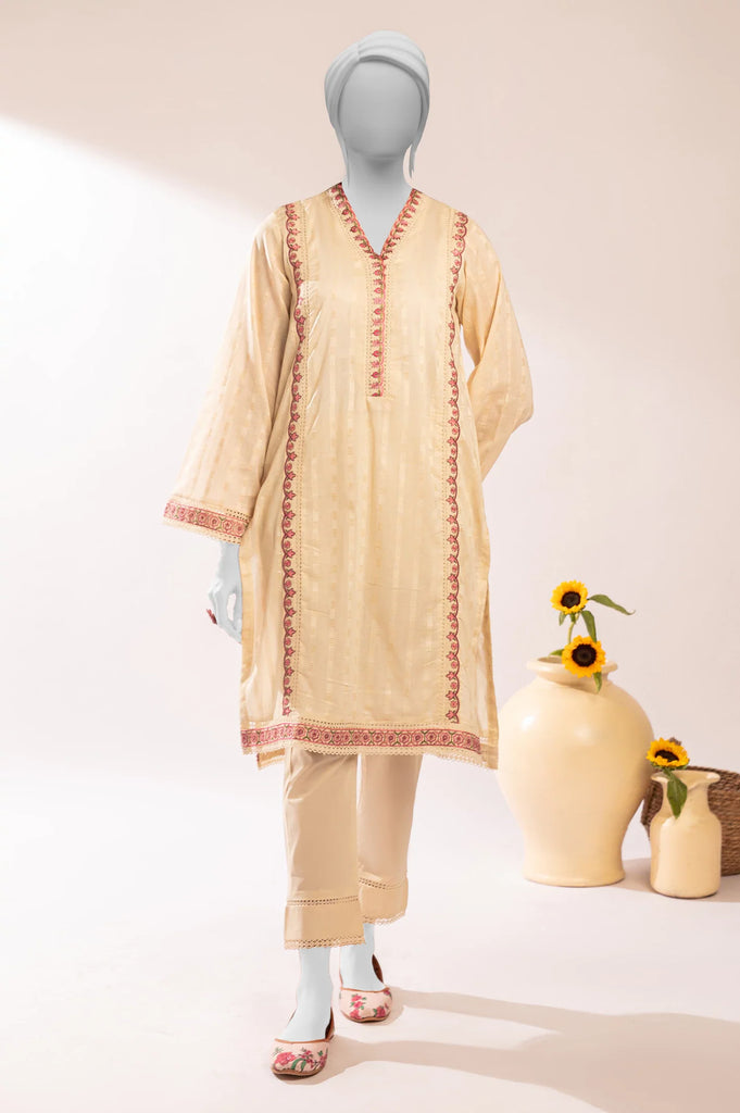 Beige Embroidered 2PC