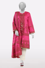 Pink Purple Embroidered Kurti With Dupatta