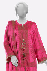 Pink Purple Embroidered Kurti With Dupatta