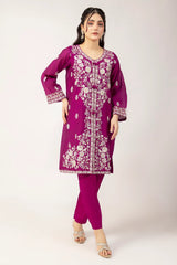 Dark Pink Embroidered 2PC