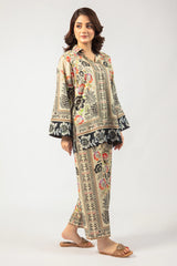 Beige Fusion Printed 2PC