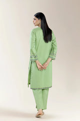 Embroidered Cambric Green 2Pc
