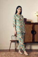 Printed Blue 2PC Suit