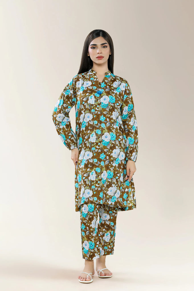 Printed Dobby Olive 2PC