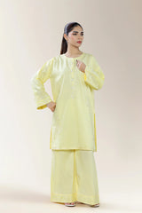 Embroidered Cambric Yellow 2PC
