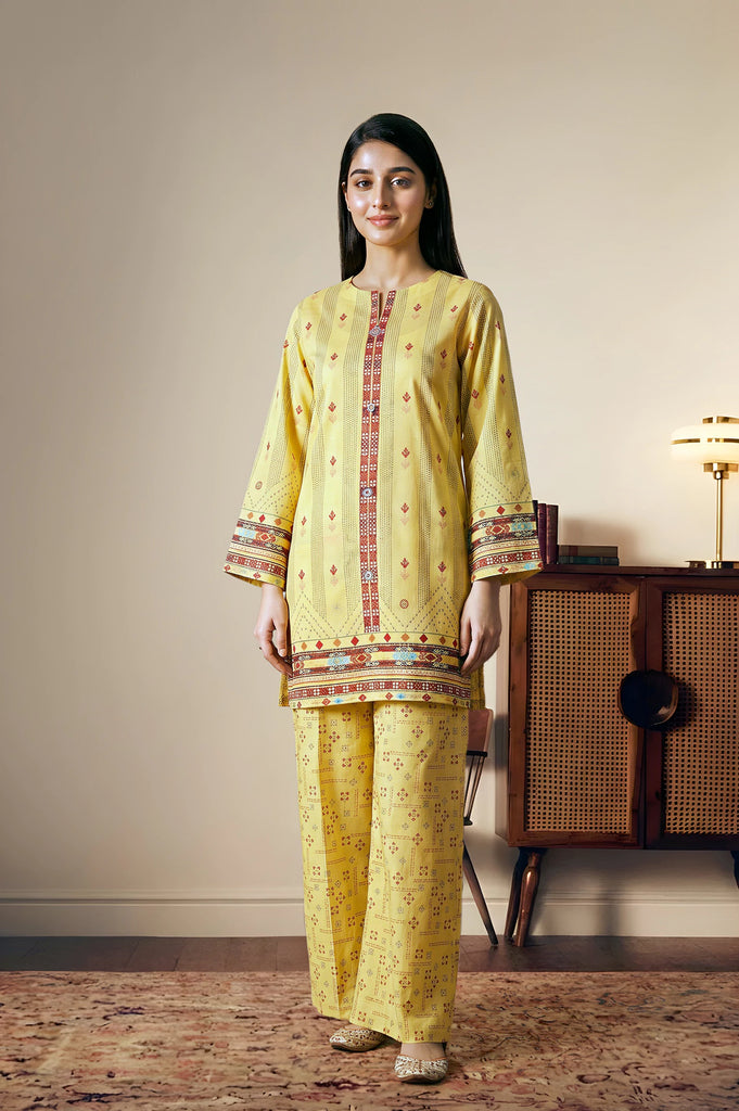 Printed Yellow 2PC Suit