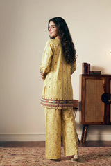 Printed Yellow 2PC Suit