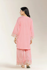 Embroidered Jacquard Peach 2PC