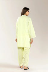 Embroidered Cotton Jacquard Lime 2PC