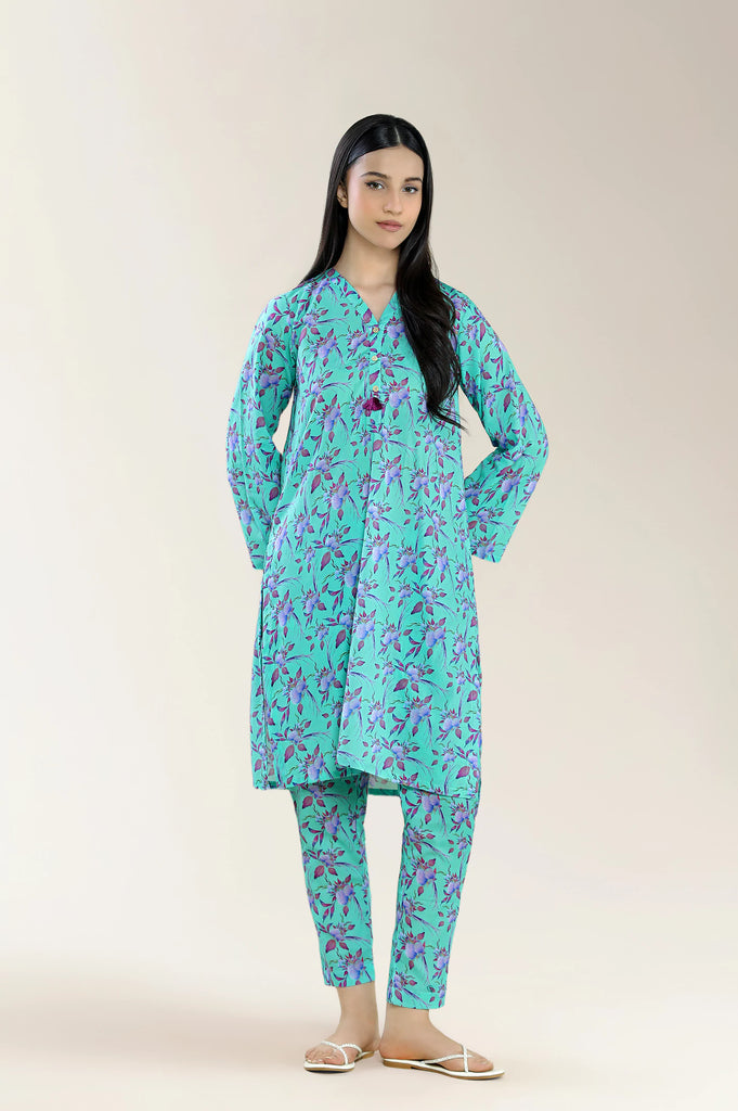Basic Printed Lawn Green 2Pc