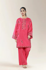 Embroidered Cambric Red 2PC