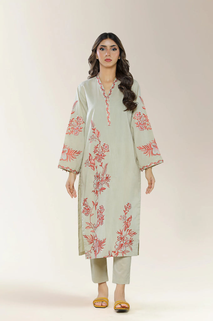Embroidered Cotton Beige 2PC