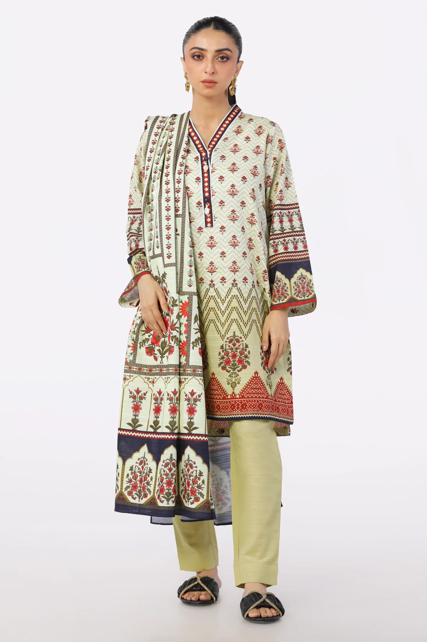 3PC Khaddar Beige Suit From Sohaye By Diners