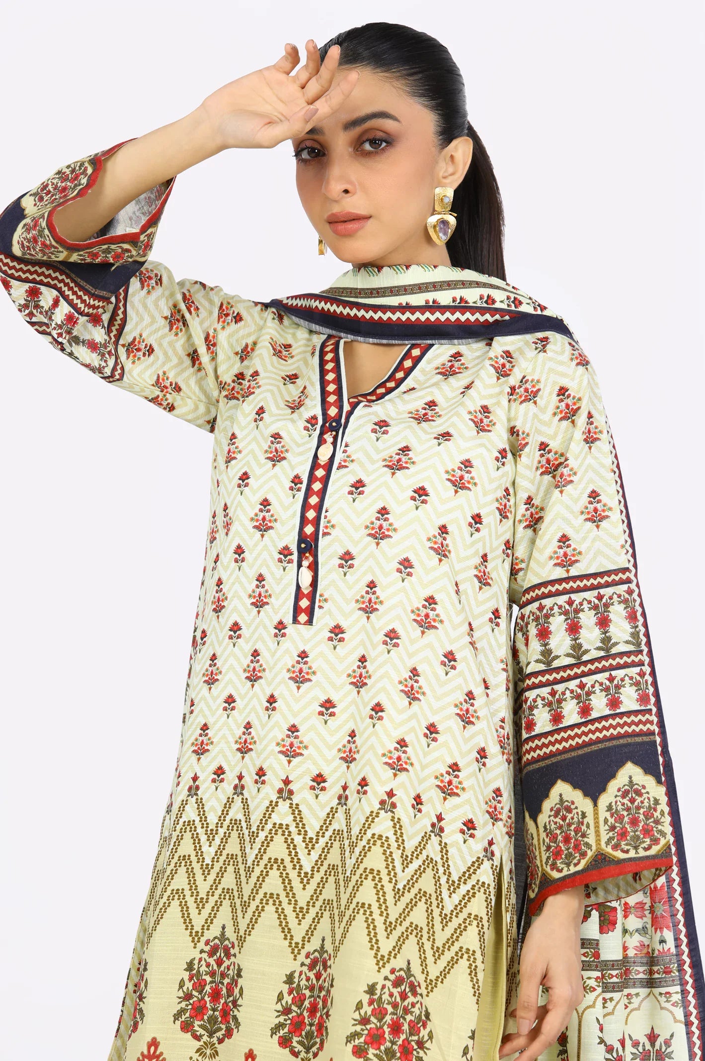 3PC Khaddar Beige Suit From Sohaye By Diners