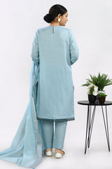 3PC Embroidered Sky Blue Suit - Diners