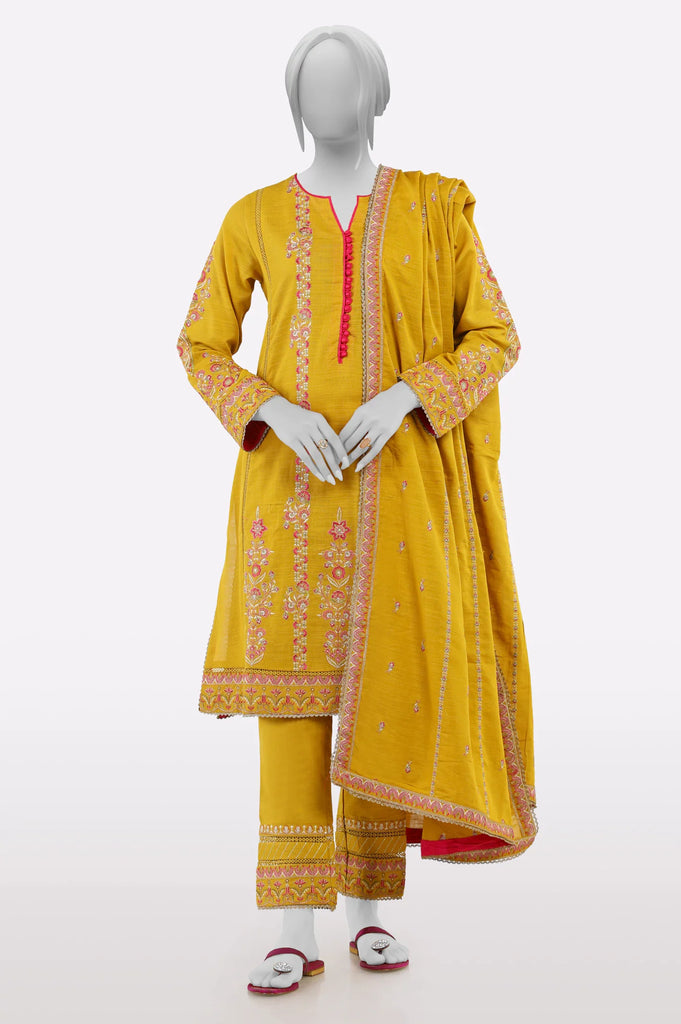 Mustard Embroidered 3PC