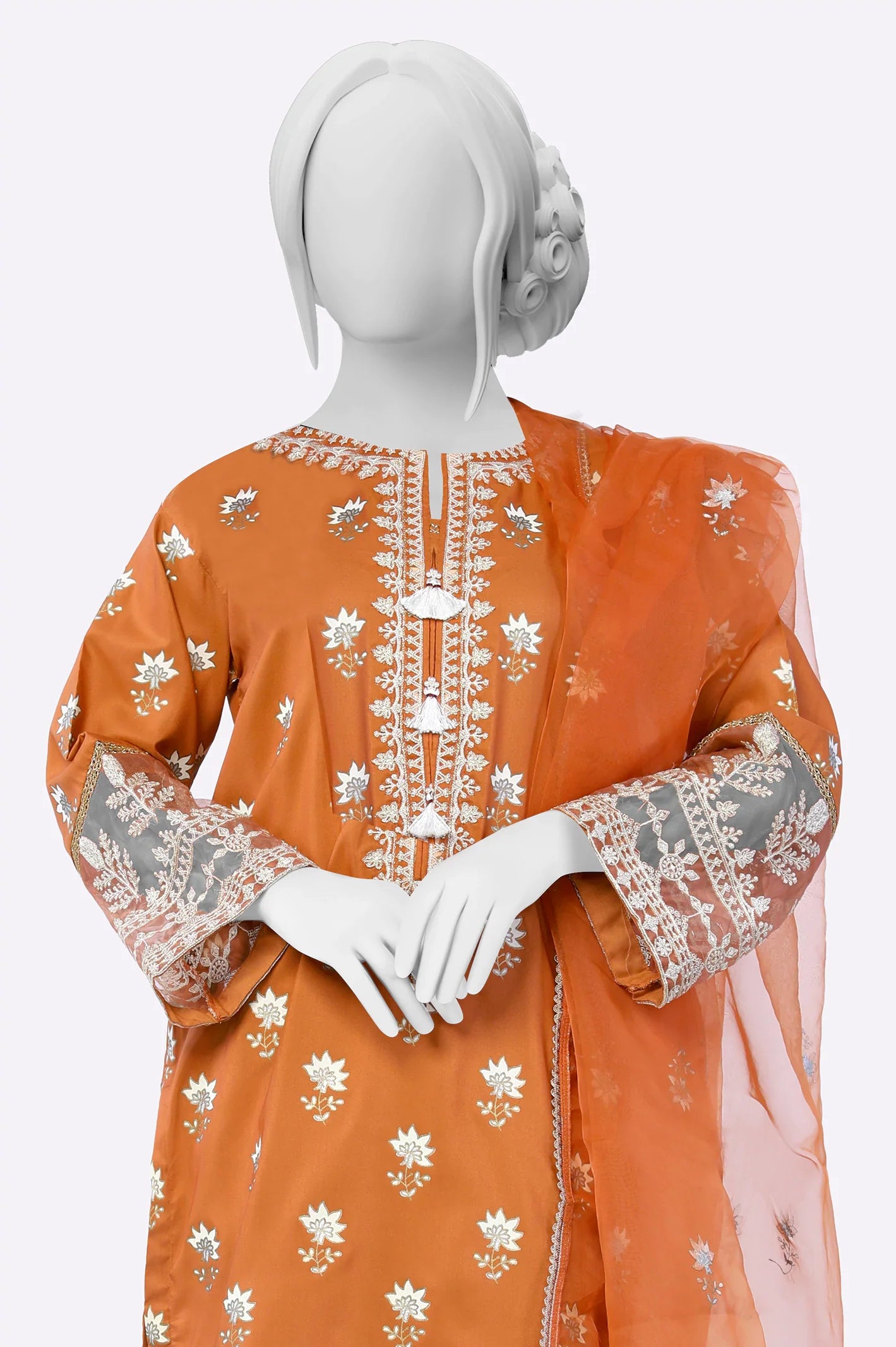 Rust Embroidered 3PC From Sohaye By Diners