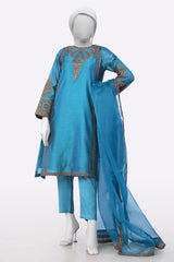 Blue Embroidered 3PC