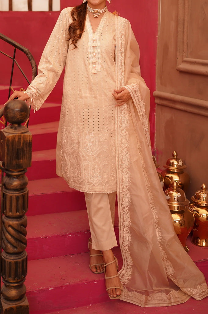Cream Embroidered  3PC
