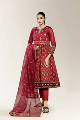 Embroidered Maroon 3PC