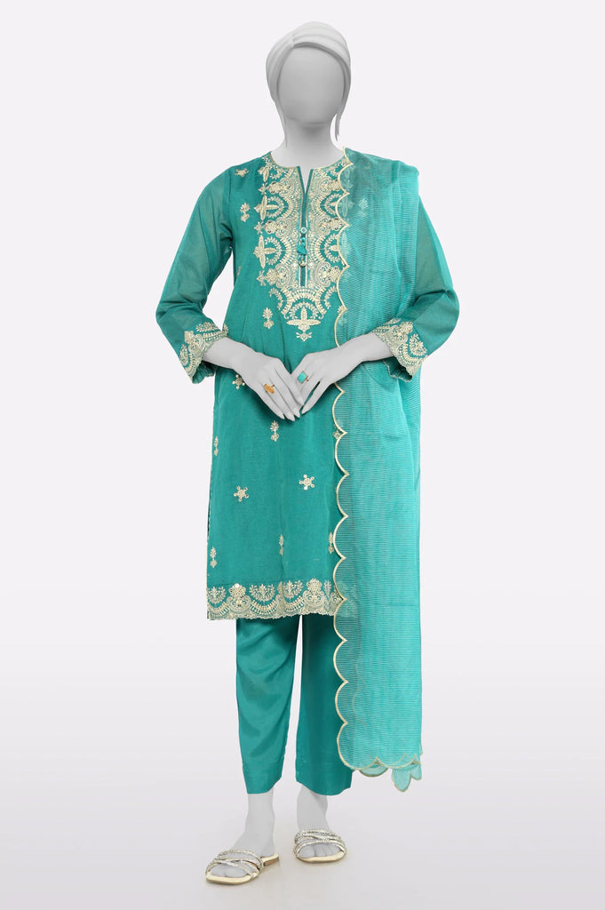 Green Embroidered 3PC