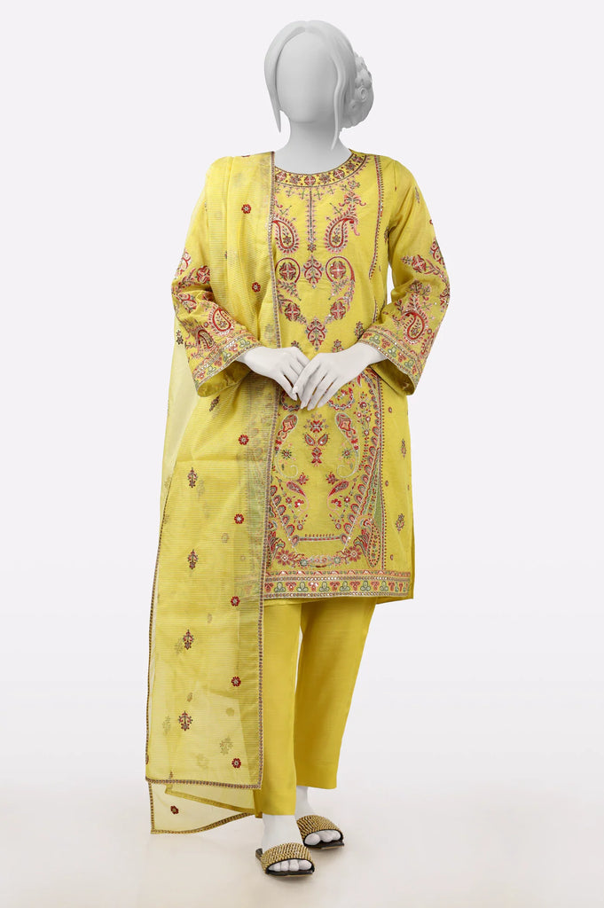 Yellow Embroidered 3PC