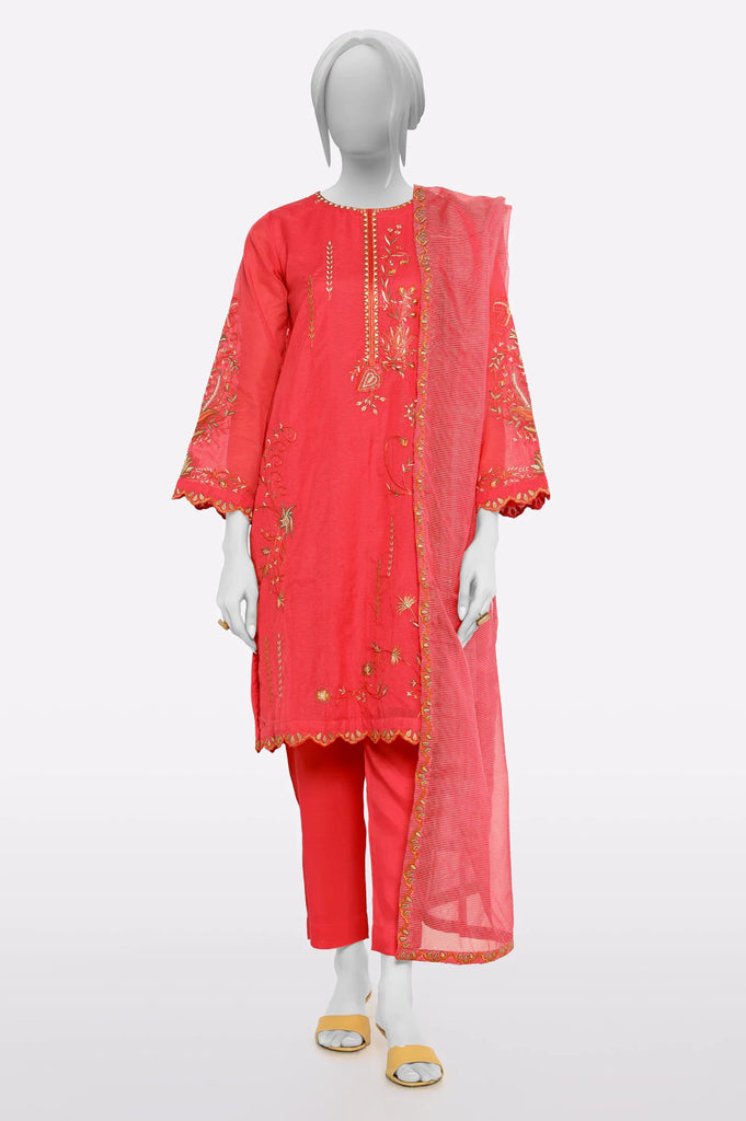 Red Embroidered 3PC