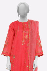 Red Embroidered 3PC