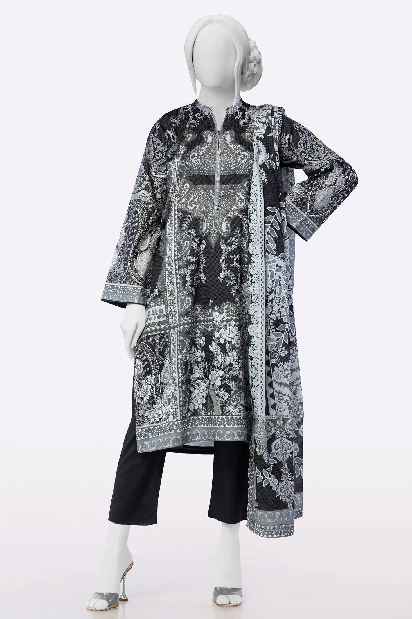 Black Printed 3PC From Sohaye By Diners