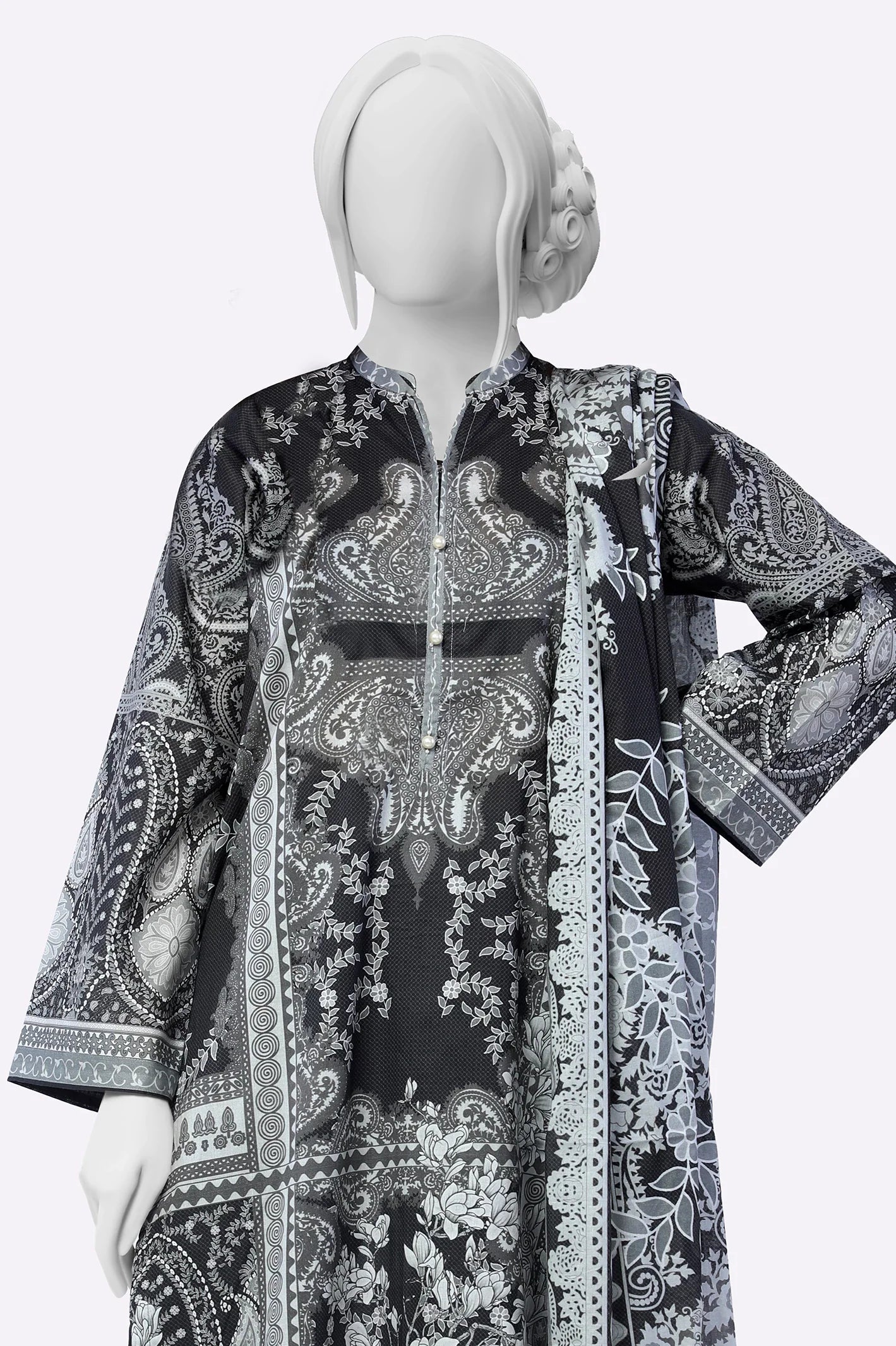 Black Printed 3PC From Sohaye By Diners